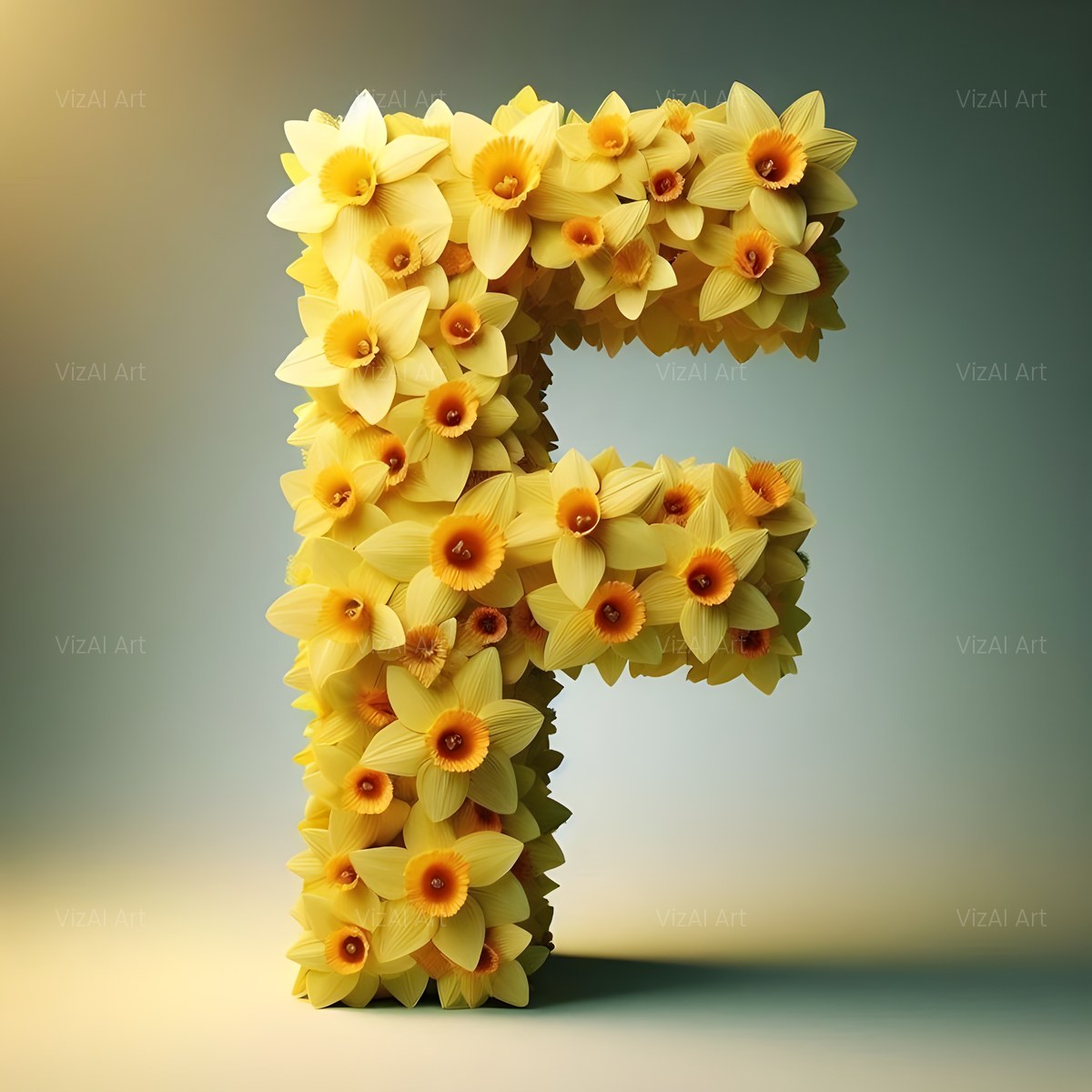 Daffodil Meadow alphabet — printable letter F