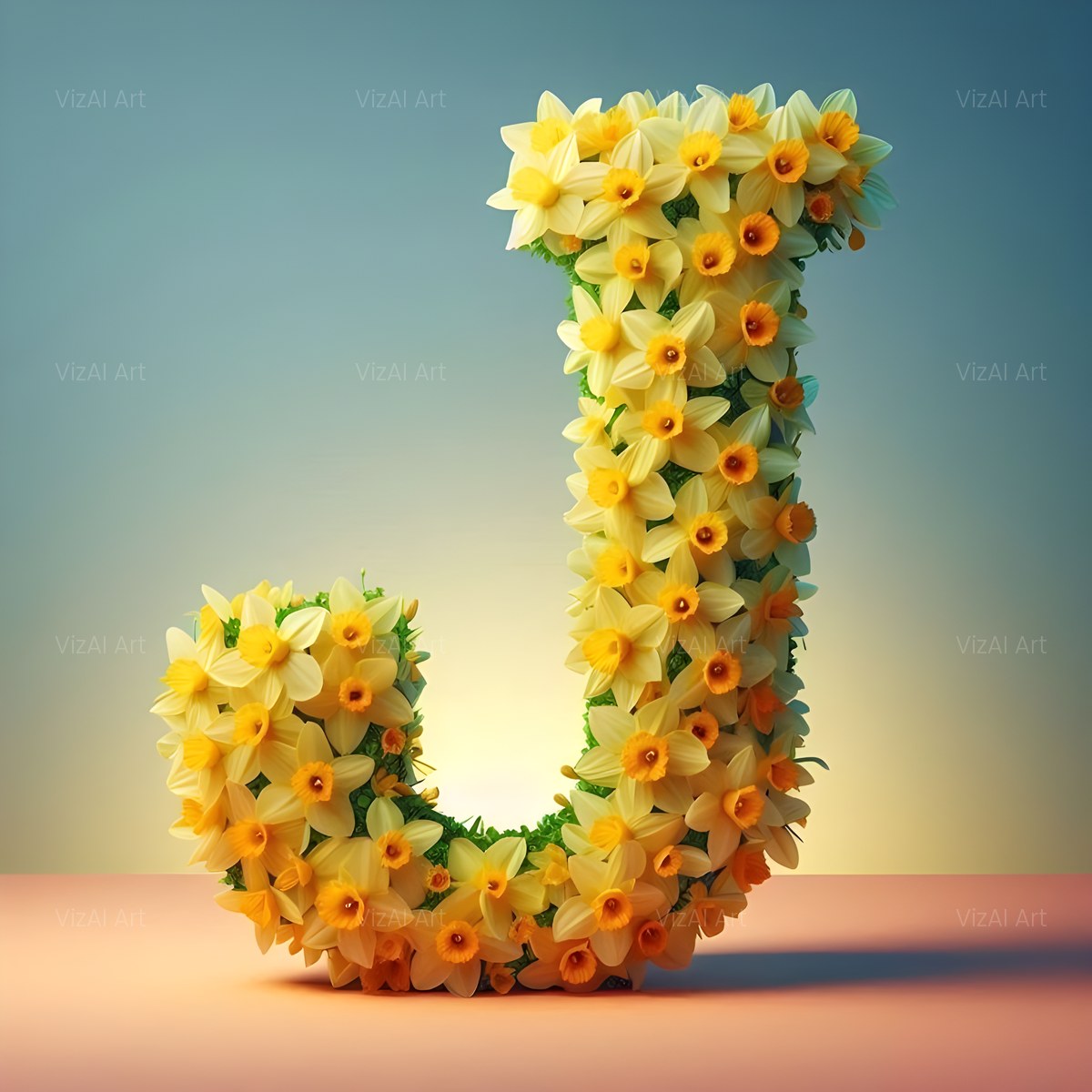 Daffodil Meadow alphabet — printable letter J
