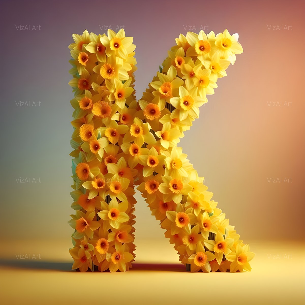 Daffodil Meadow alphabet — printable letter K