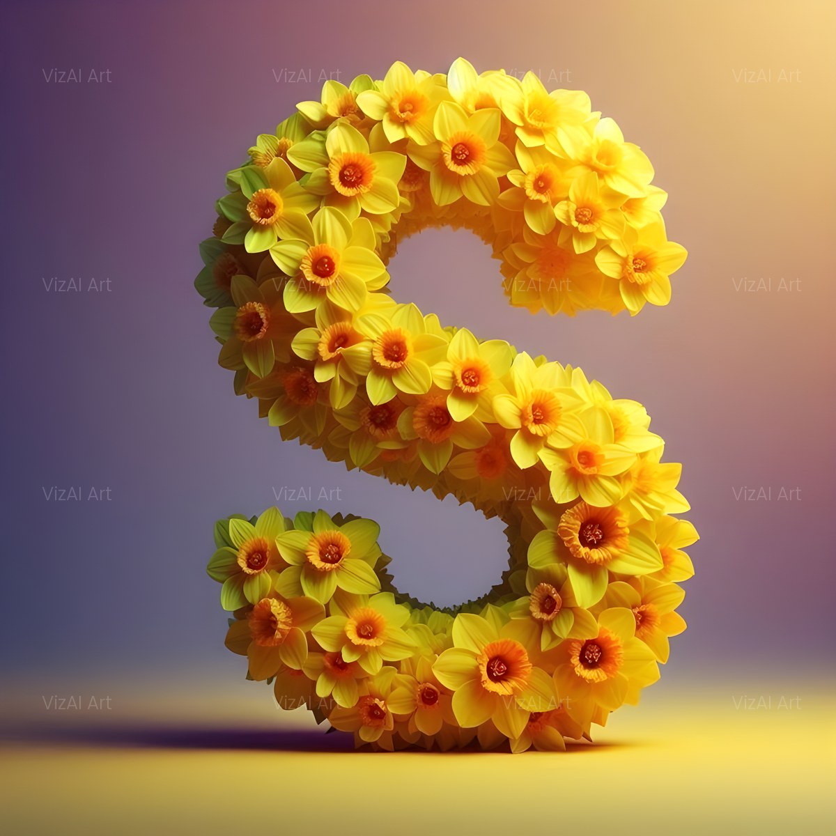 Daffodil Meadow alphabet — printable letter S