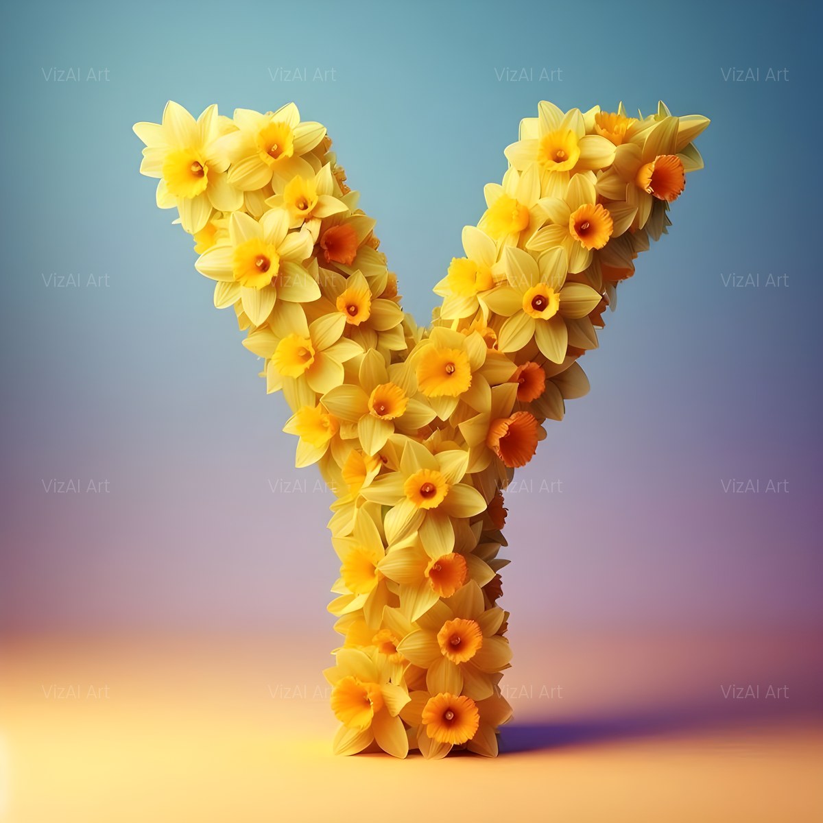 Daffodil Meadow alphabet — printable letter Y