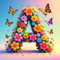 Daisy Butterfly Pastel alphabet — printable letter A