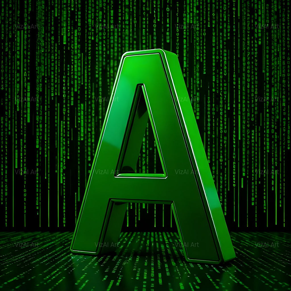 Digital Rain Code alphabet — printable letter A