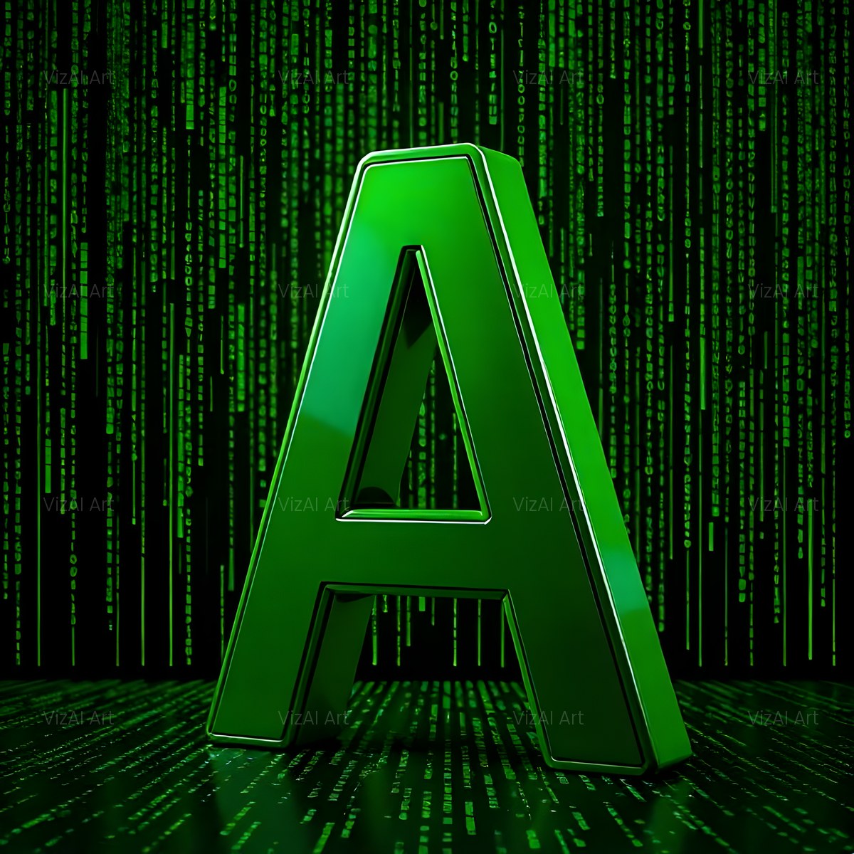 Digital Rain Code alphabet — printable letter A