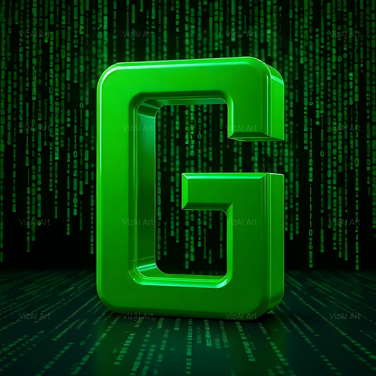 Digital Rain Code alphabet — printable letter G