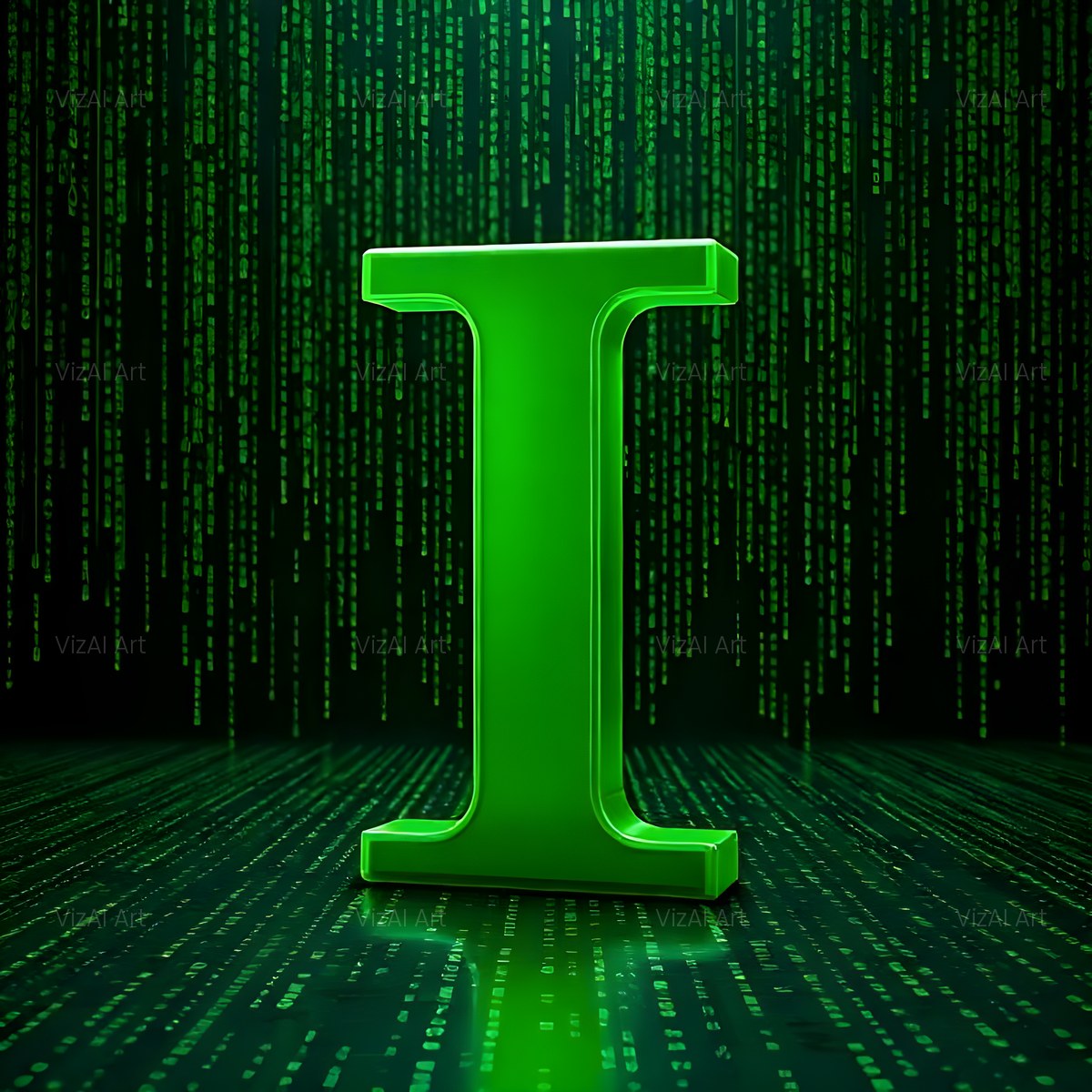 Digital Rain Code alphabet — printable letter I