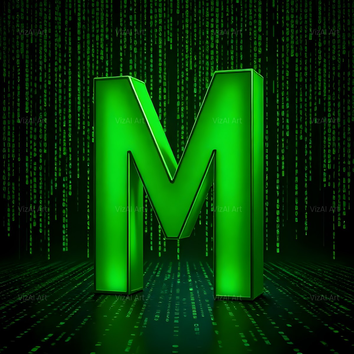 Digital Rain Code alphabet — printable letter M
