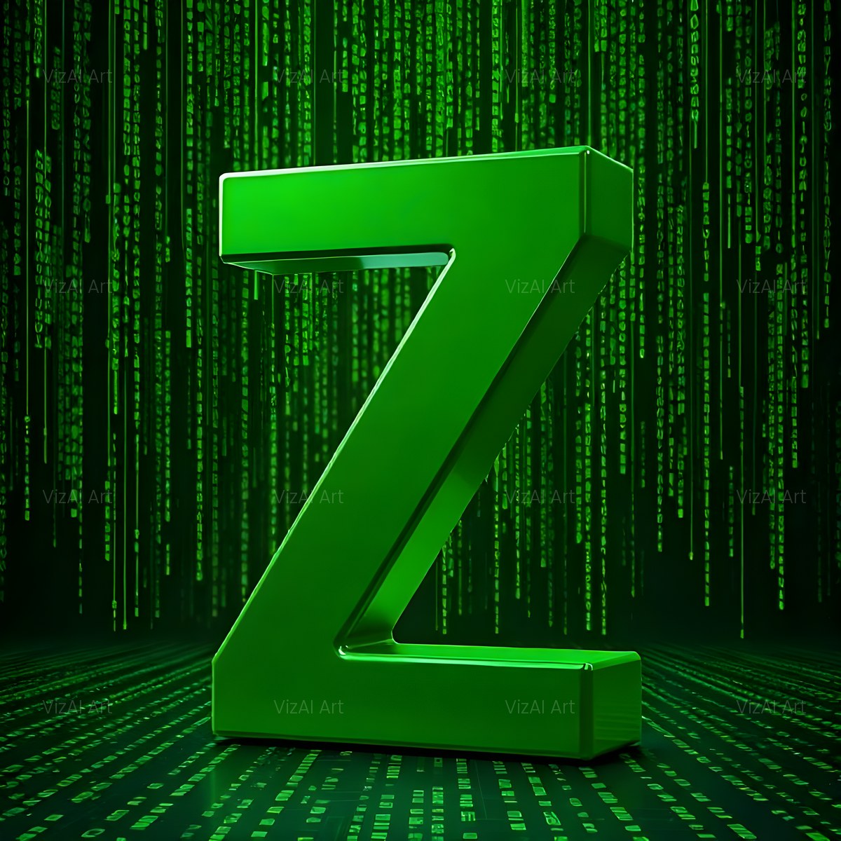 Digital Rain Code alphabet — printable letter Z