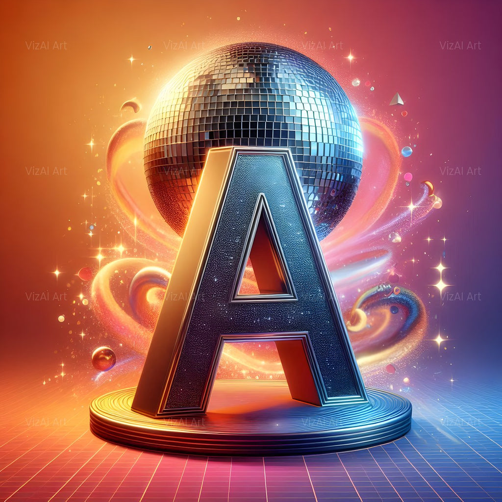 Disco Mirror Ball alphabet — printable letter A