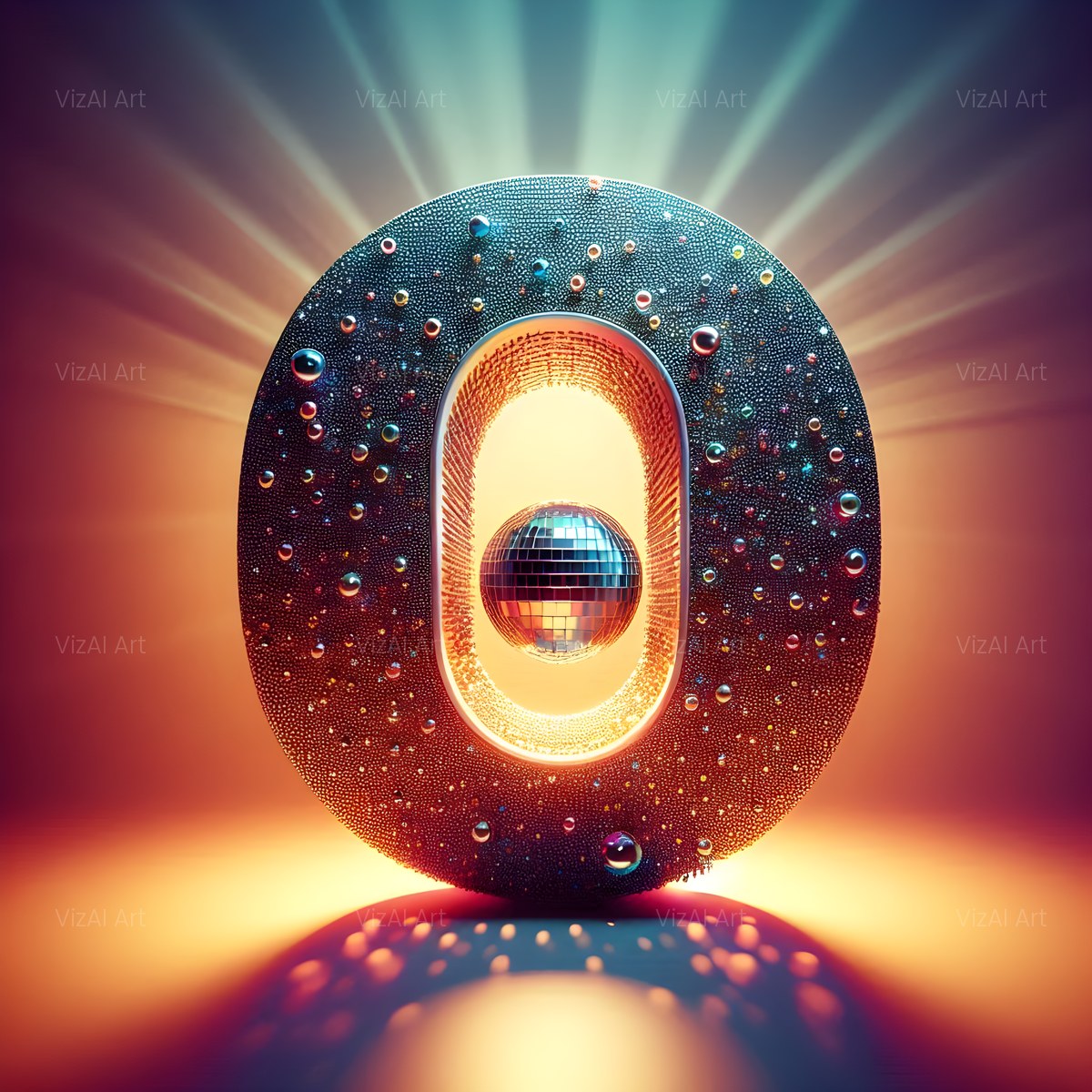 Disco Mirror Ball alphabet — printable letter O