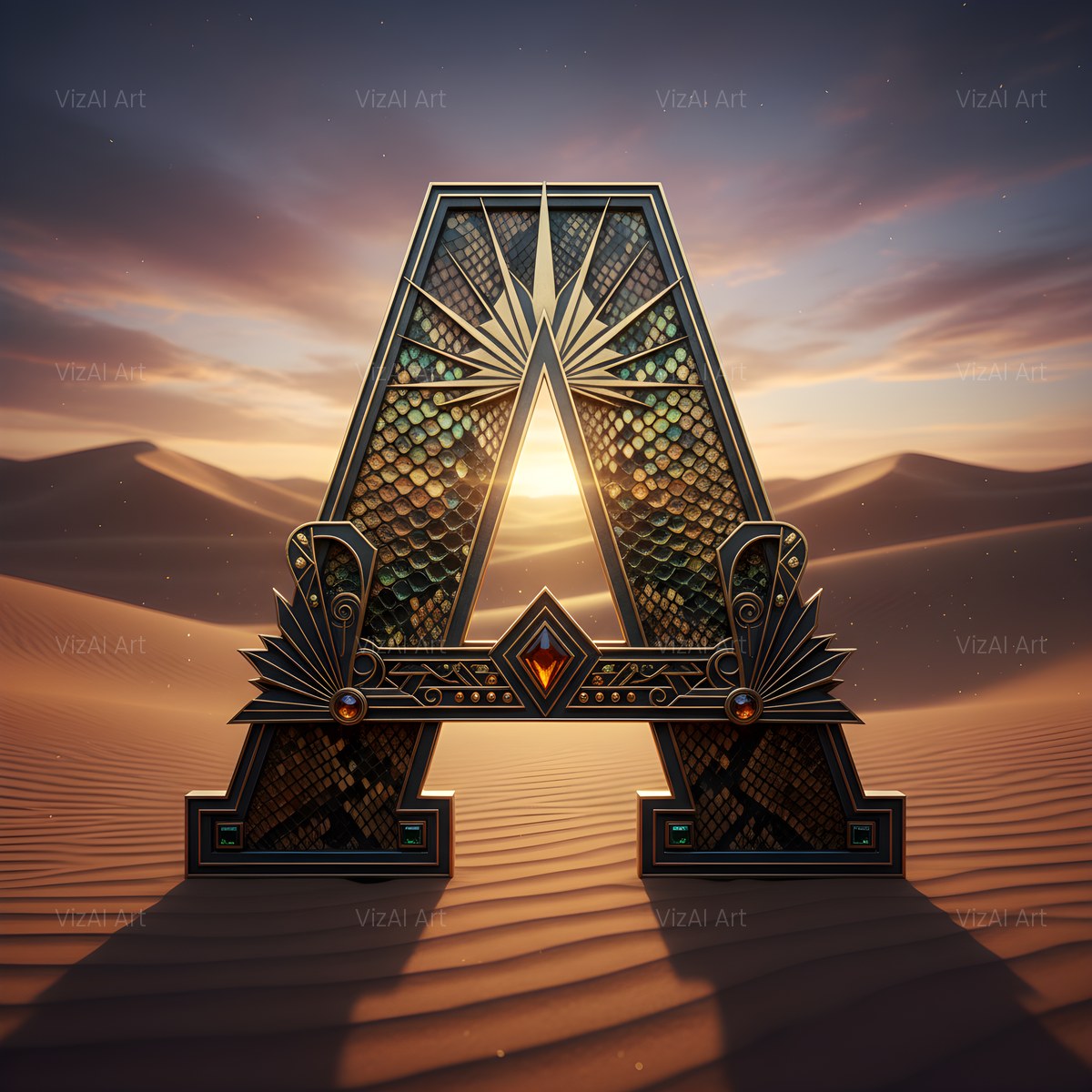 Desert Dune Dusk alphabet — printable letter A