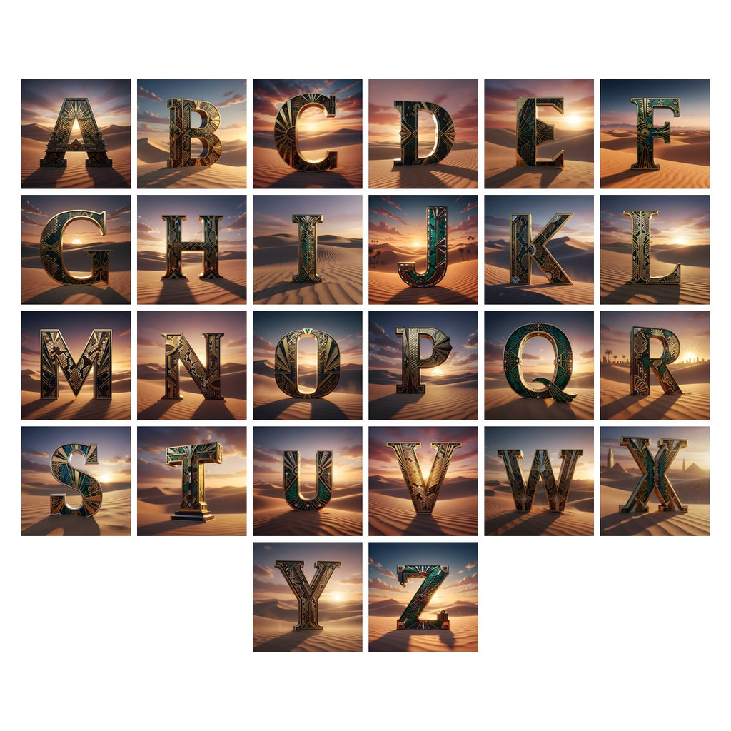 Desert Dune Dusk alphabet — all 26 letters A to Z, choose any single letter