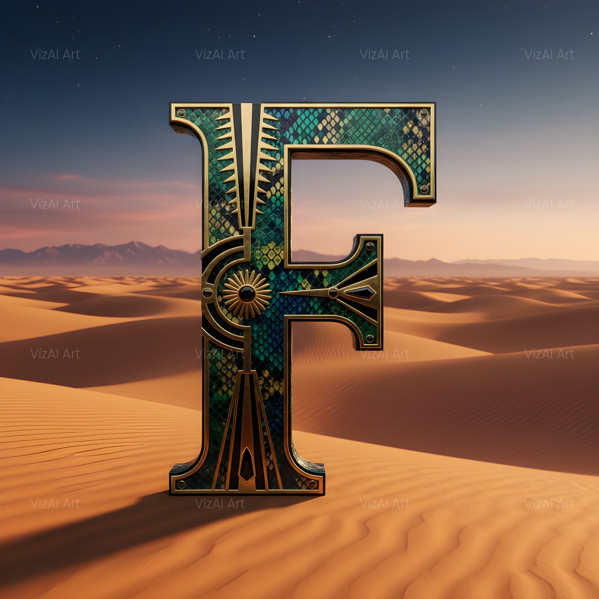 Desert Dune Dusk alphabet — printable letter F