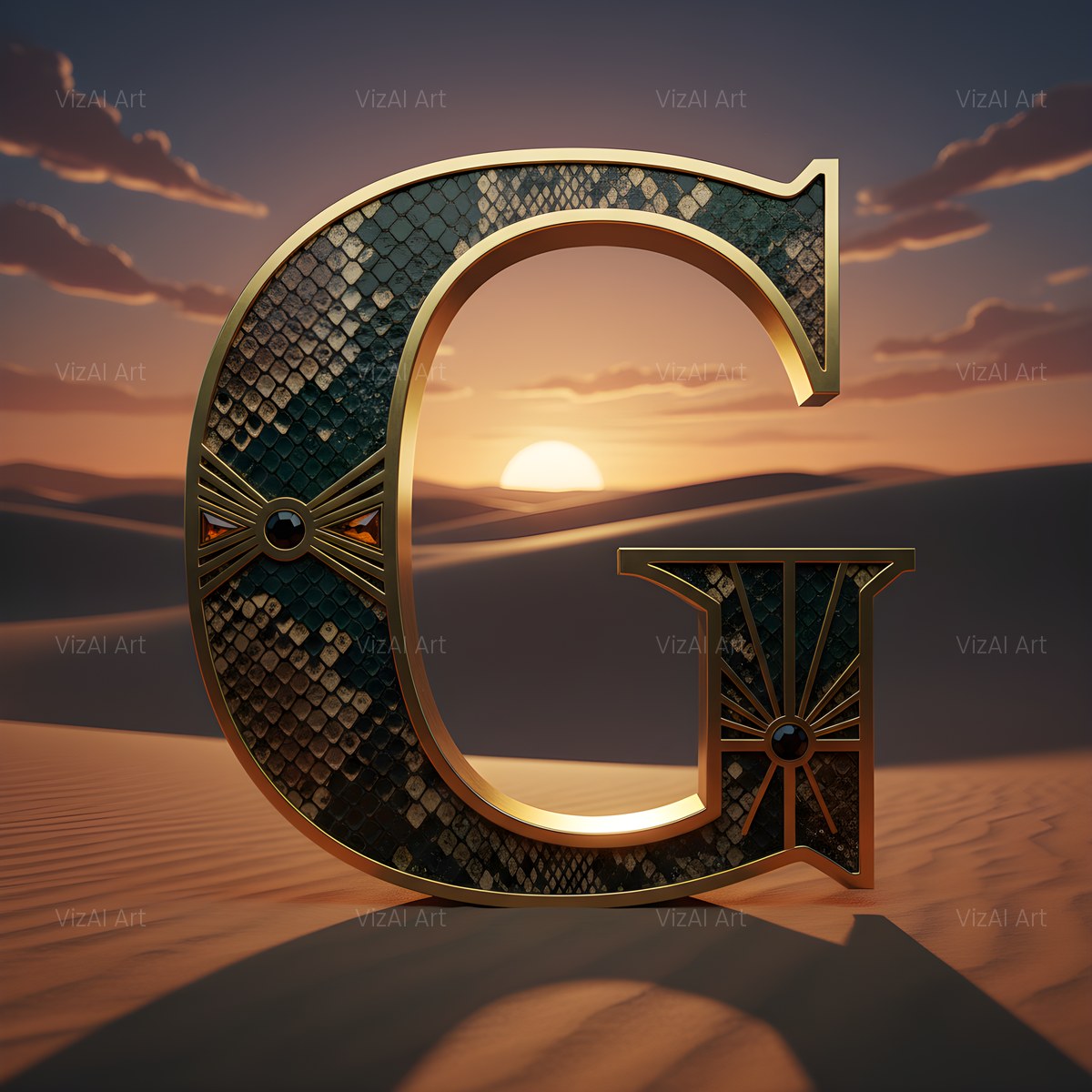 Desert Dune Dusk alphabet — printable letter G