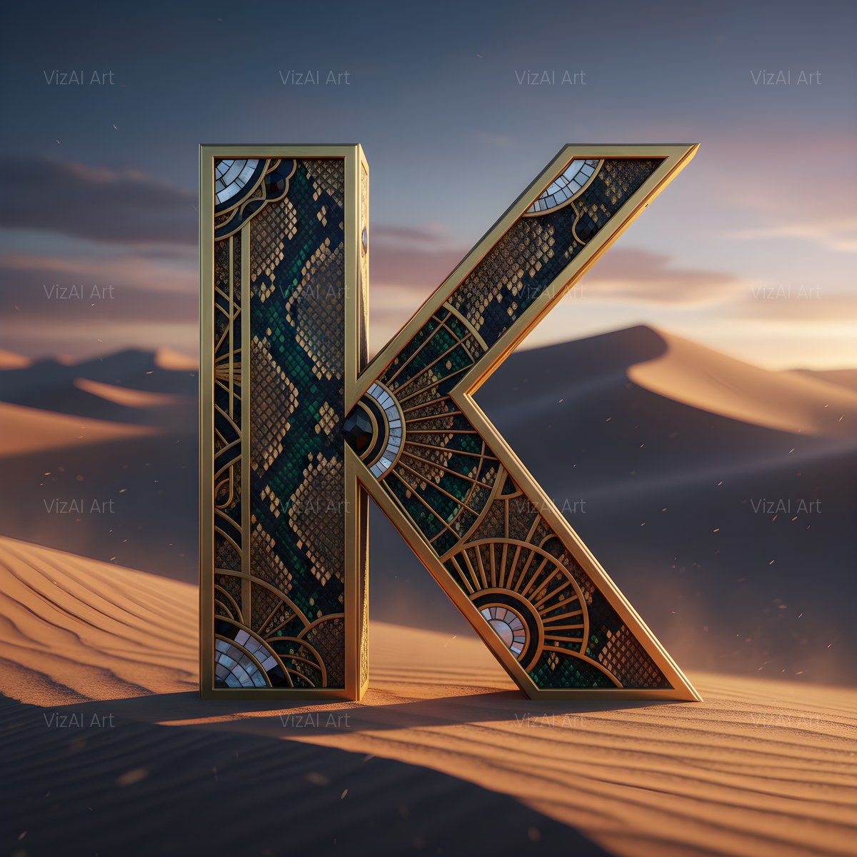 Desert Dune Dusk alphabet — printable letter K