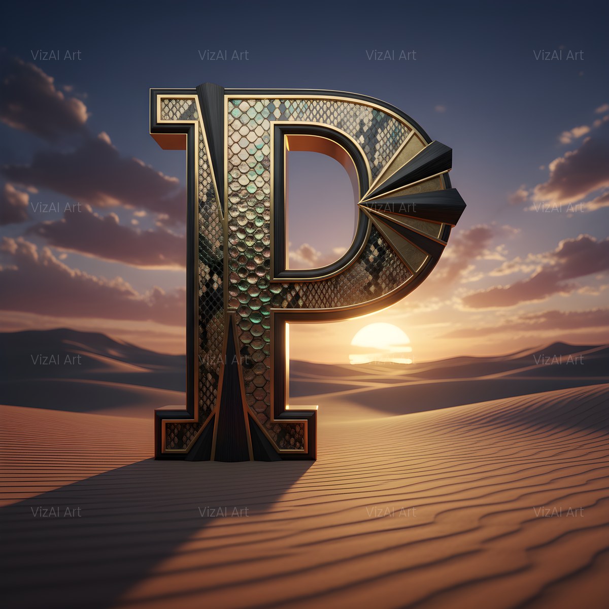 Desert Dune Dusk alphabet — printable letter P