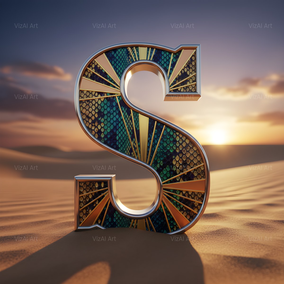Desert Dune Dusk alphabet — printable letter S