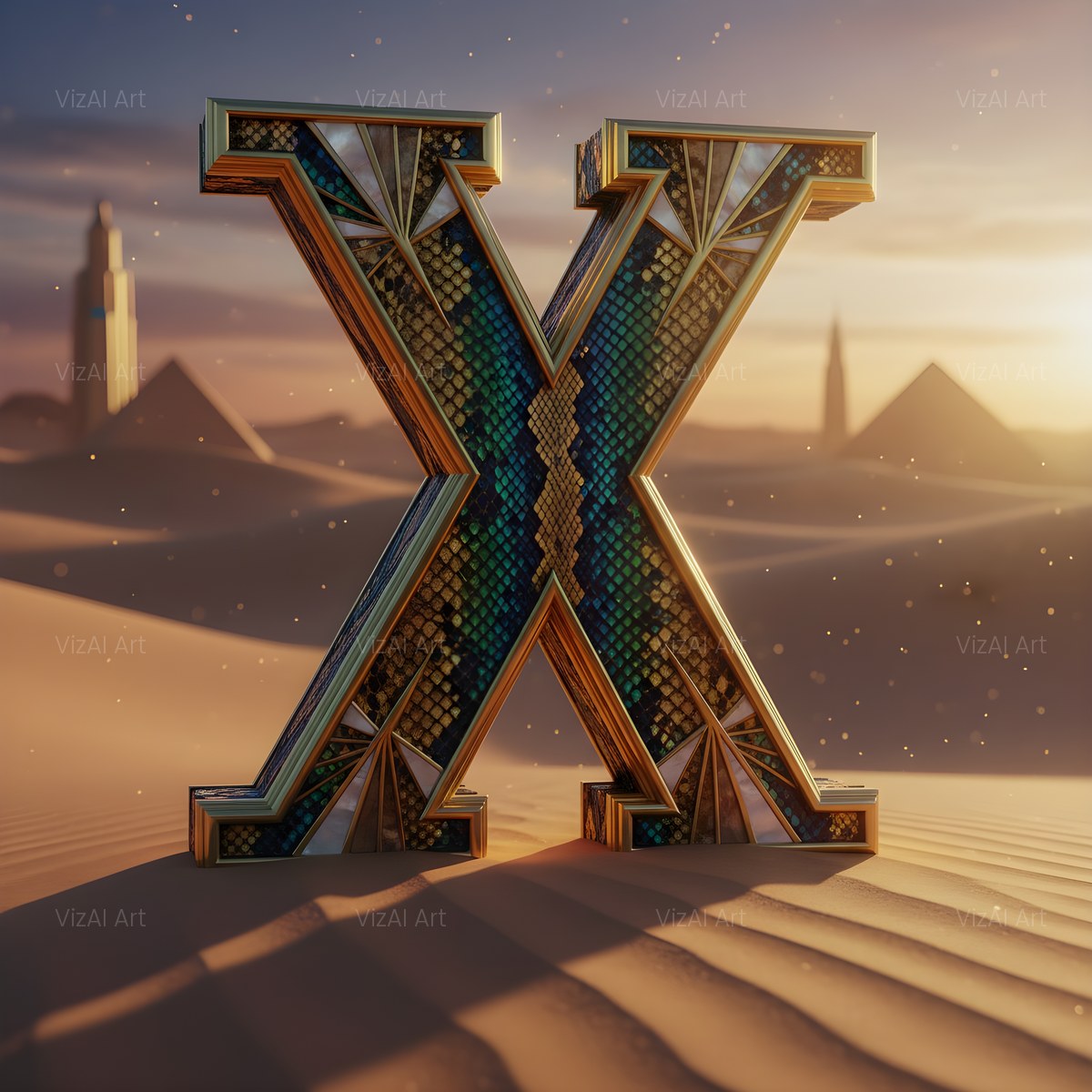 Desert Dune Dusk alphabet — printable letter X