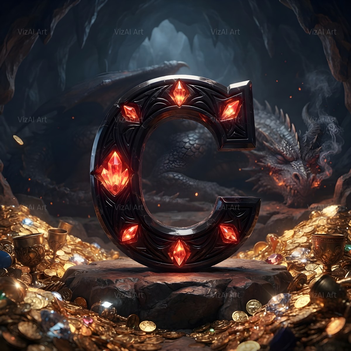 Dragon Lava Cave alphabet — printable letter C