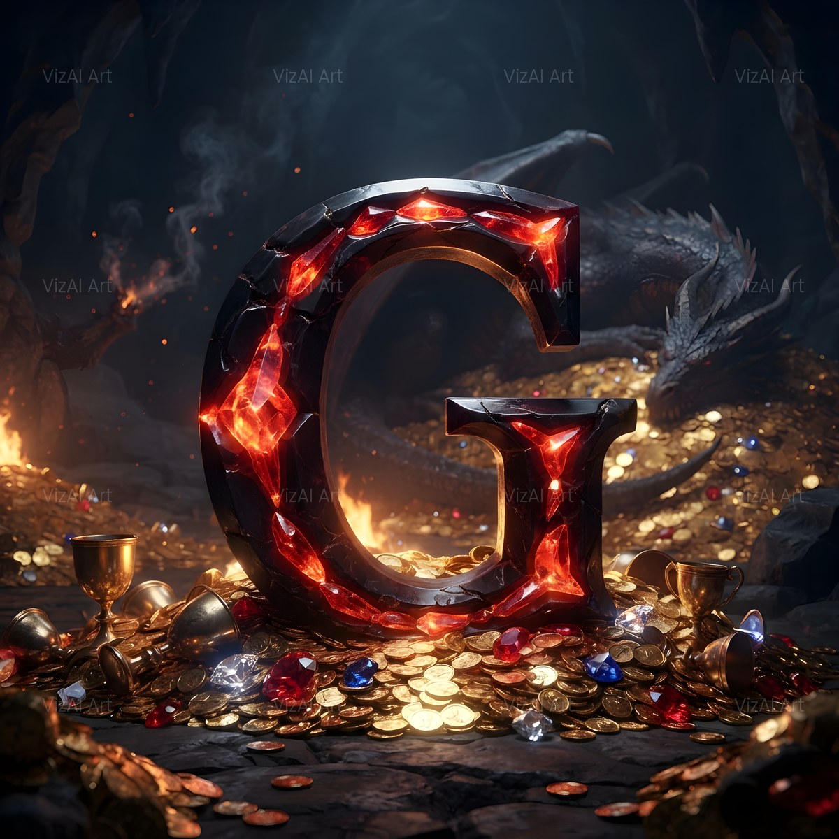 Dragon Lava Cave alphabet — printable letter G