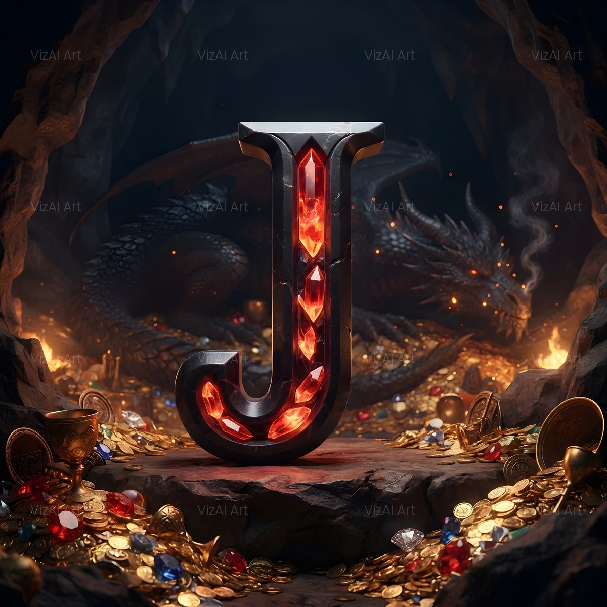 Dragon Lava Cave alphabet — printable letter J