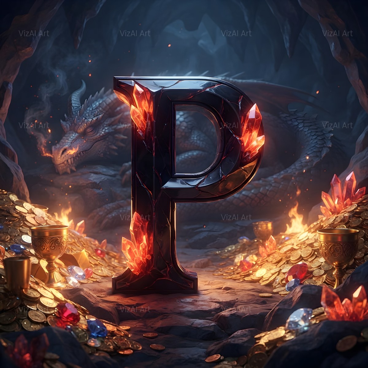 Dragon Lava Cave alphabet — printable letter P