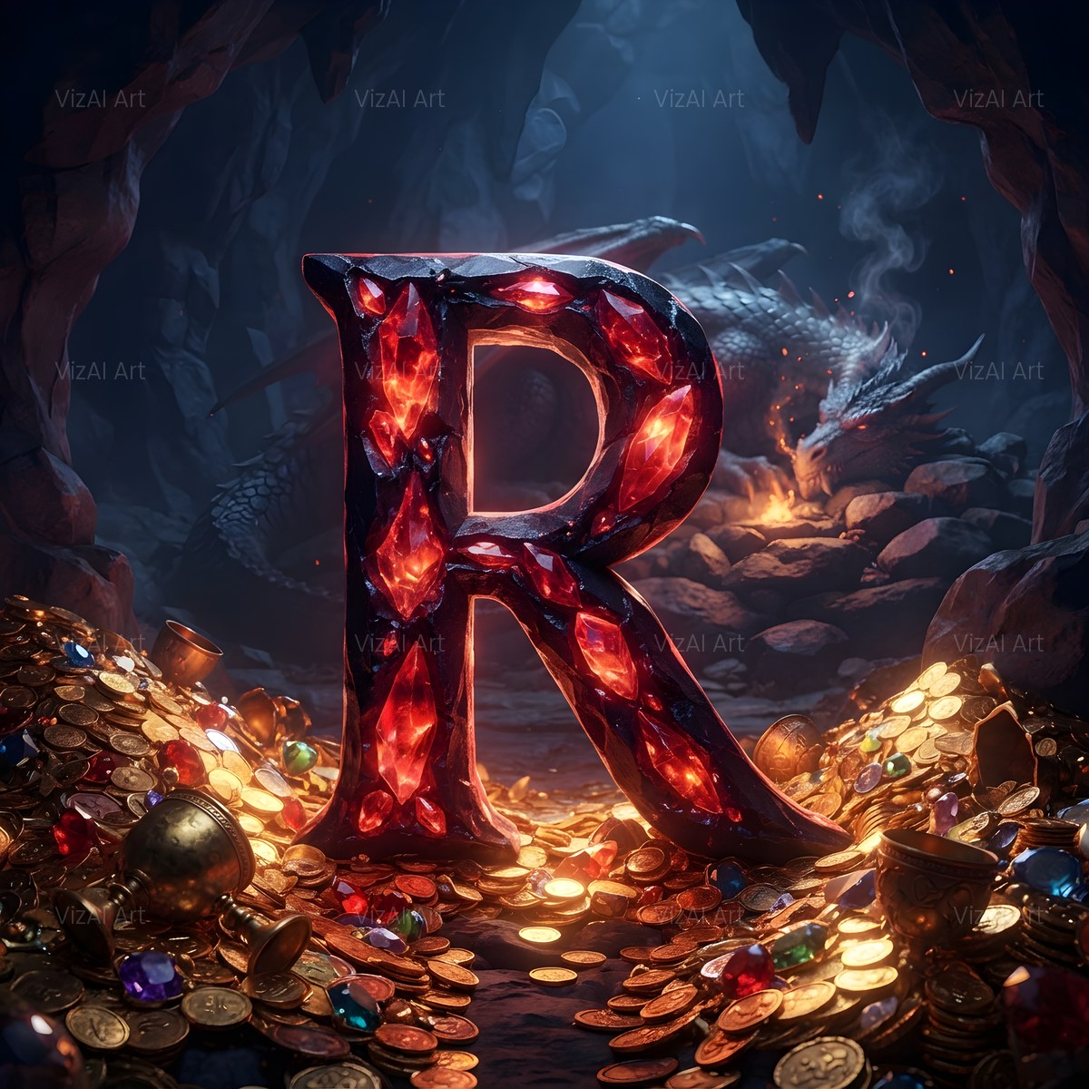 Dragon Lava Cave alphabet — printable letter R