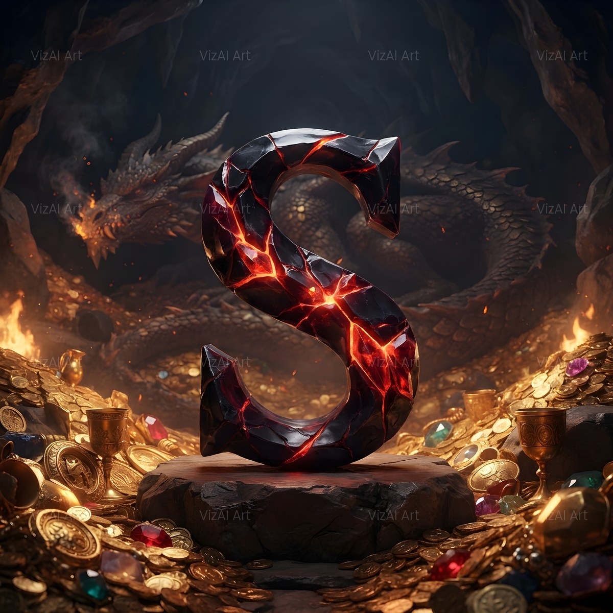 Dragon Lava Cave alphabet — printable letter S