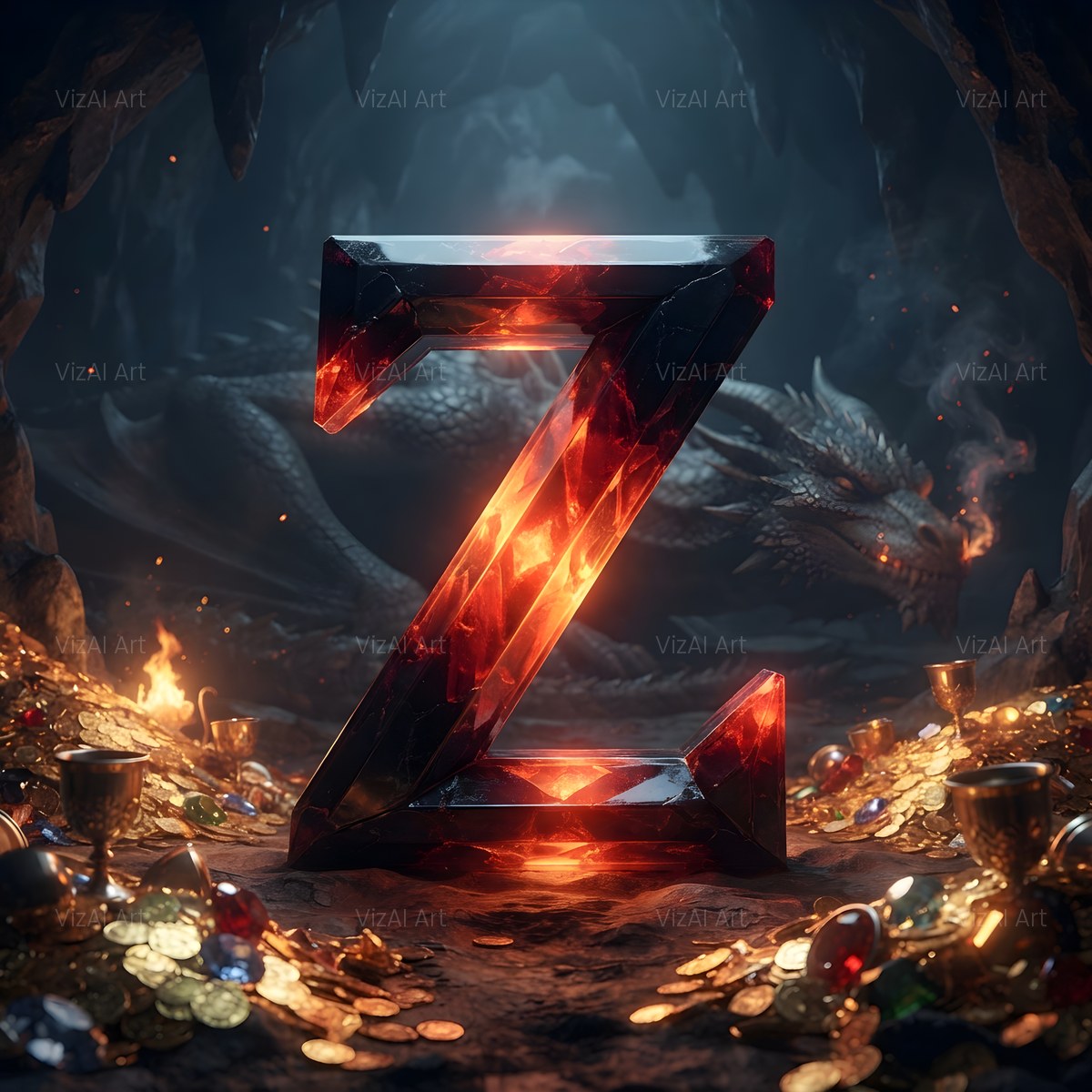 Dragon Lava Cave alphabet — printable letter Z