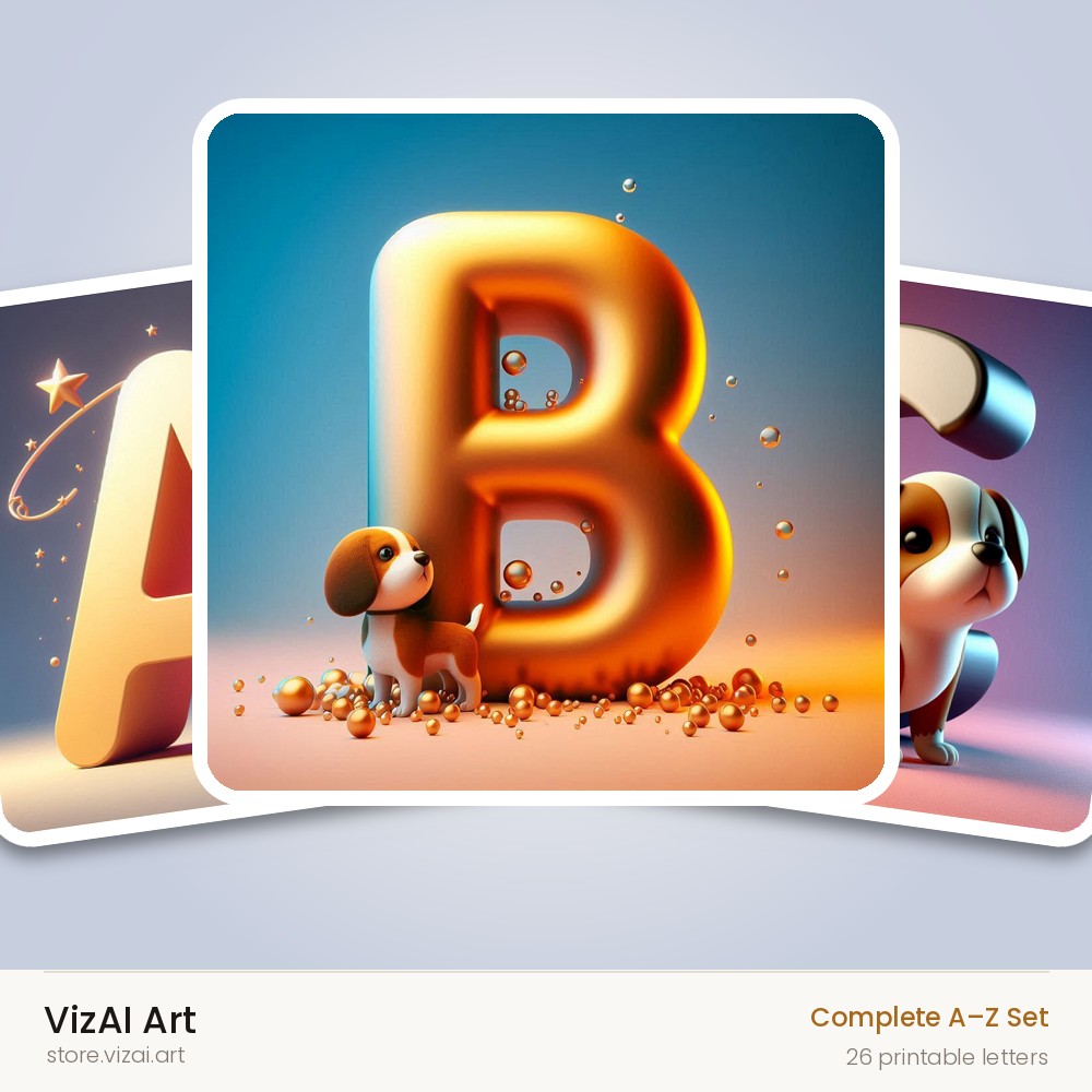 VizAI Art — complete A–Z printable alphabet set