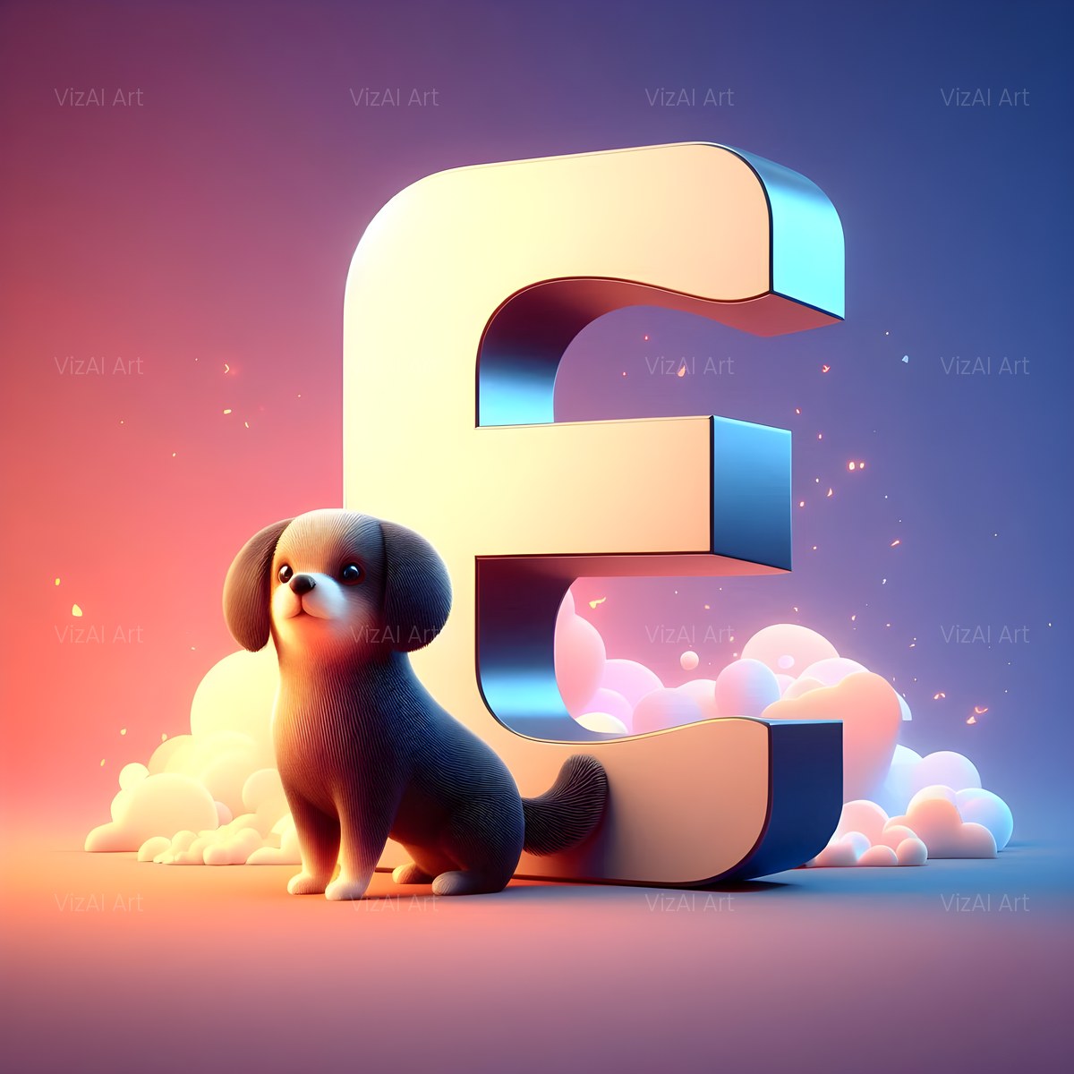 Amber Puppy Play alphabet — printable letter E