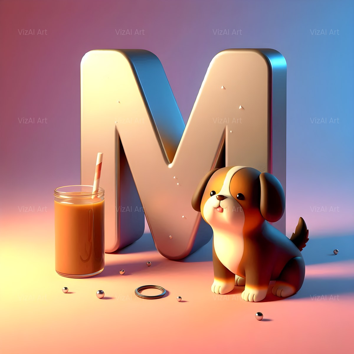 Amber Puppy Play alphabet — printable letter M