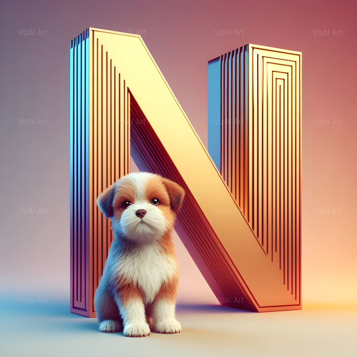 Amber Puppy Play alphabet — printable letter N
