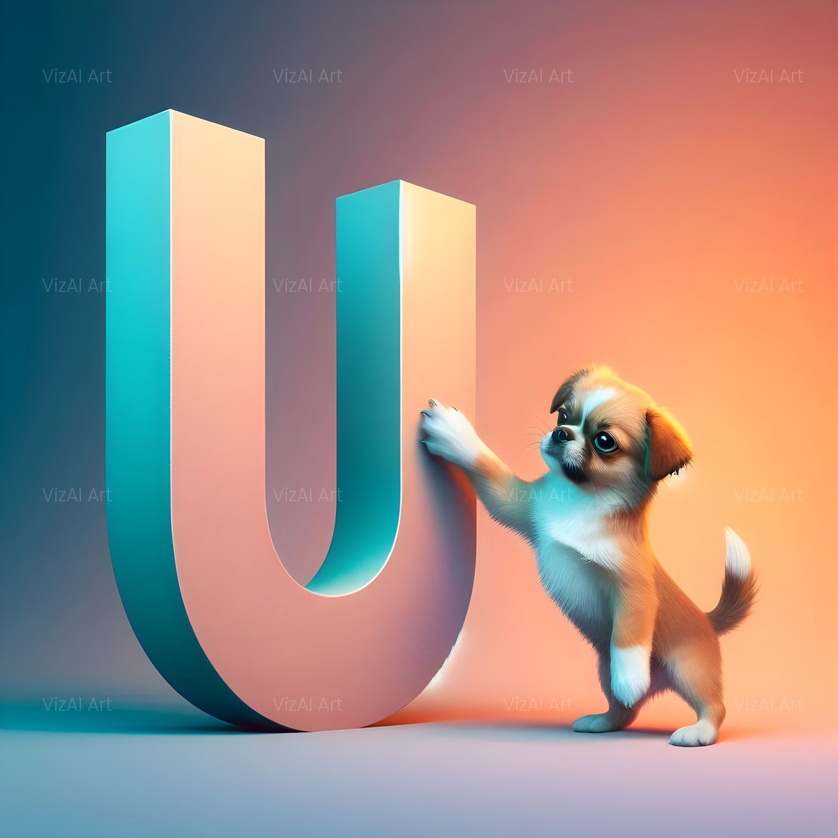 Amber Puppy Play alphabet — printable letter U