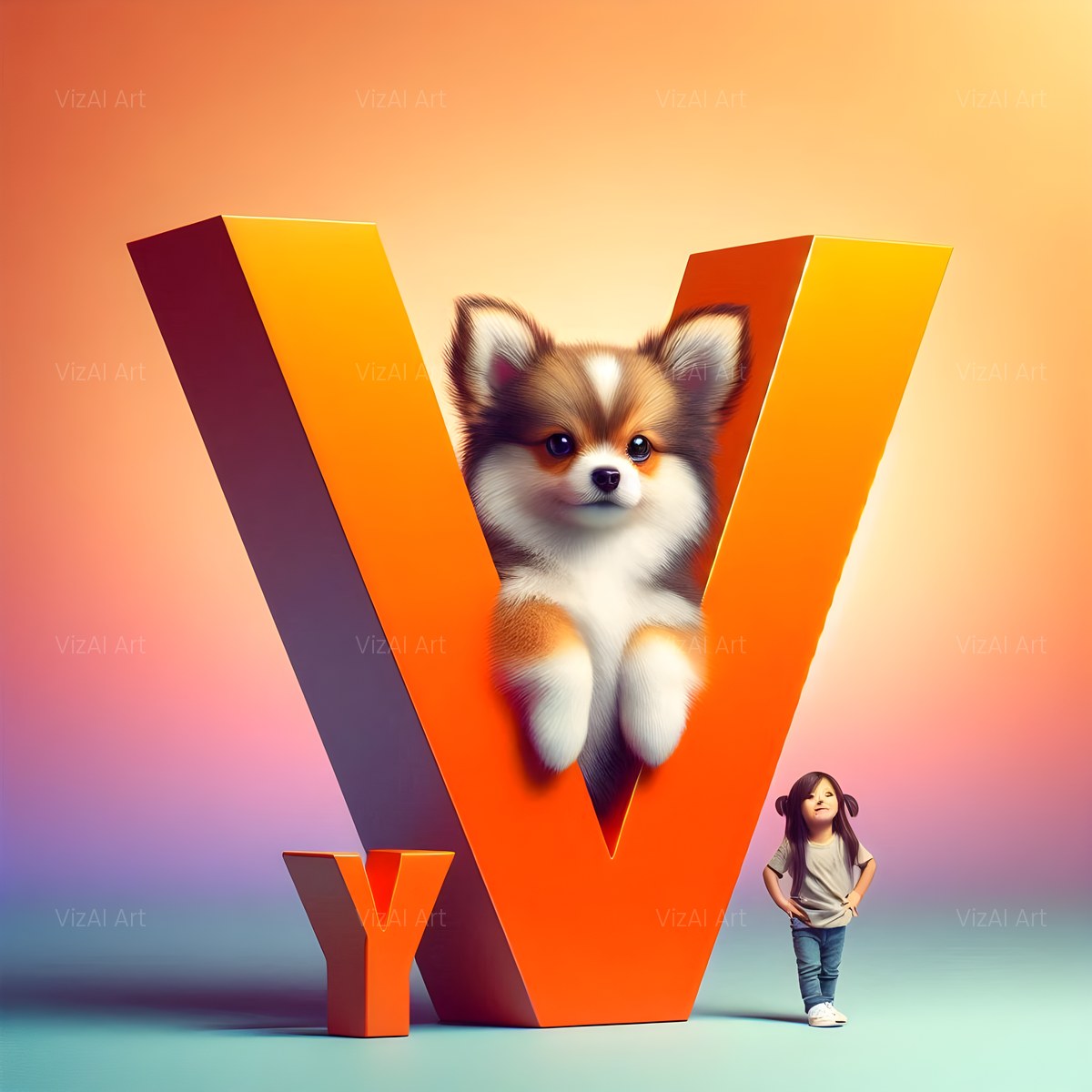Amber Puppy Play alphabet — printable letter V