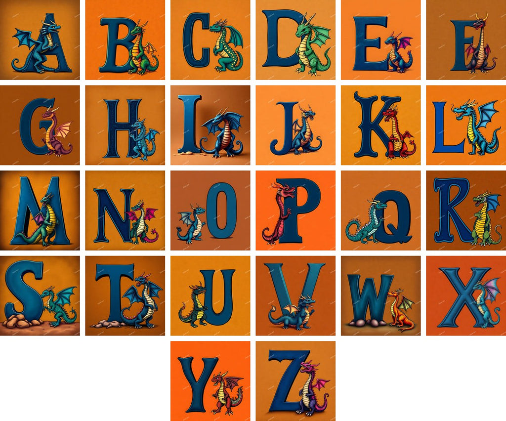 Dragon alphabet — all 26 letters A to Z
