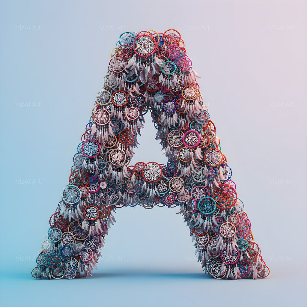 Dusty Rose Dream Catcher alphabet — printable letter A