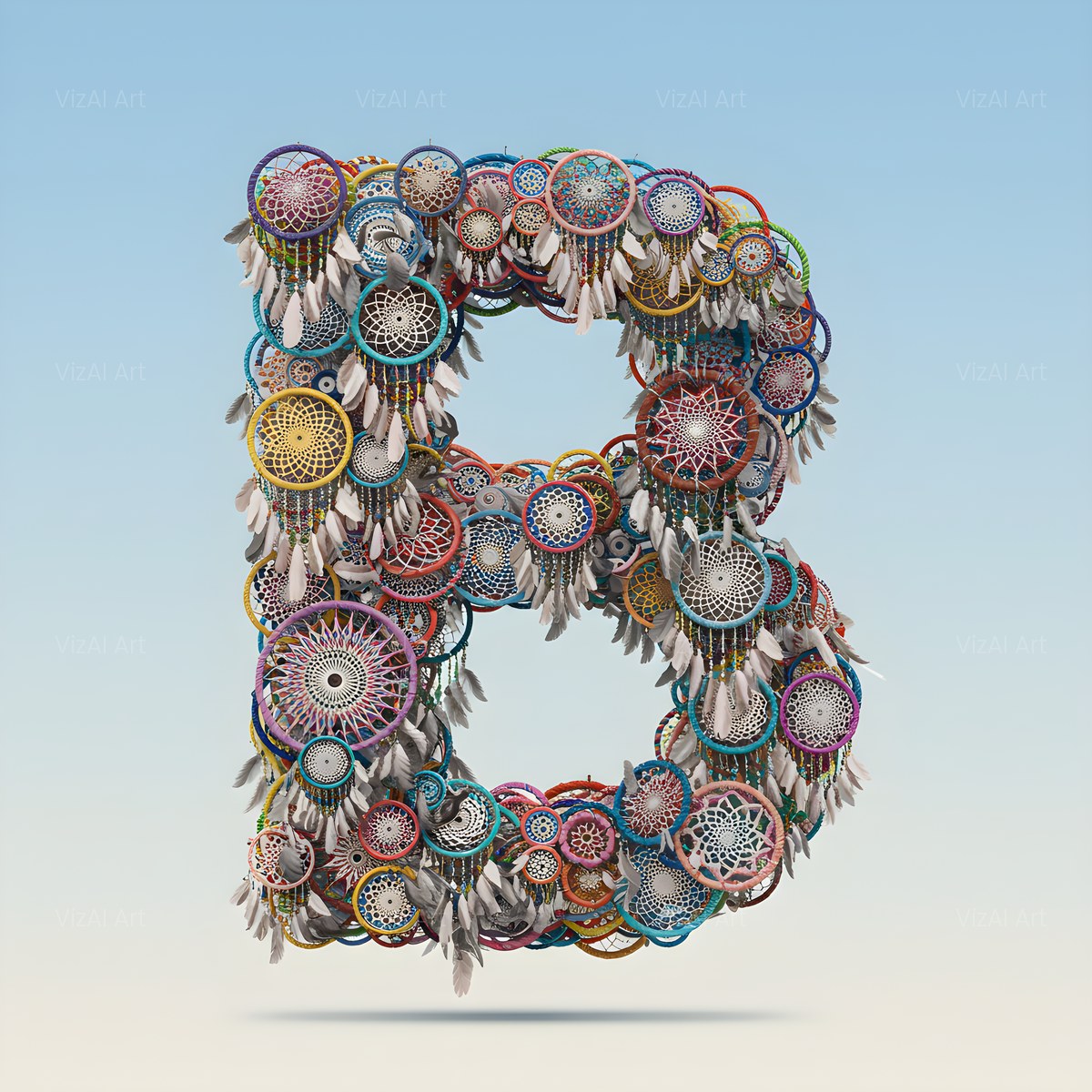 Dusty Rose Dream Catcher alphabet — printable letter B