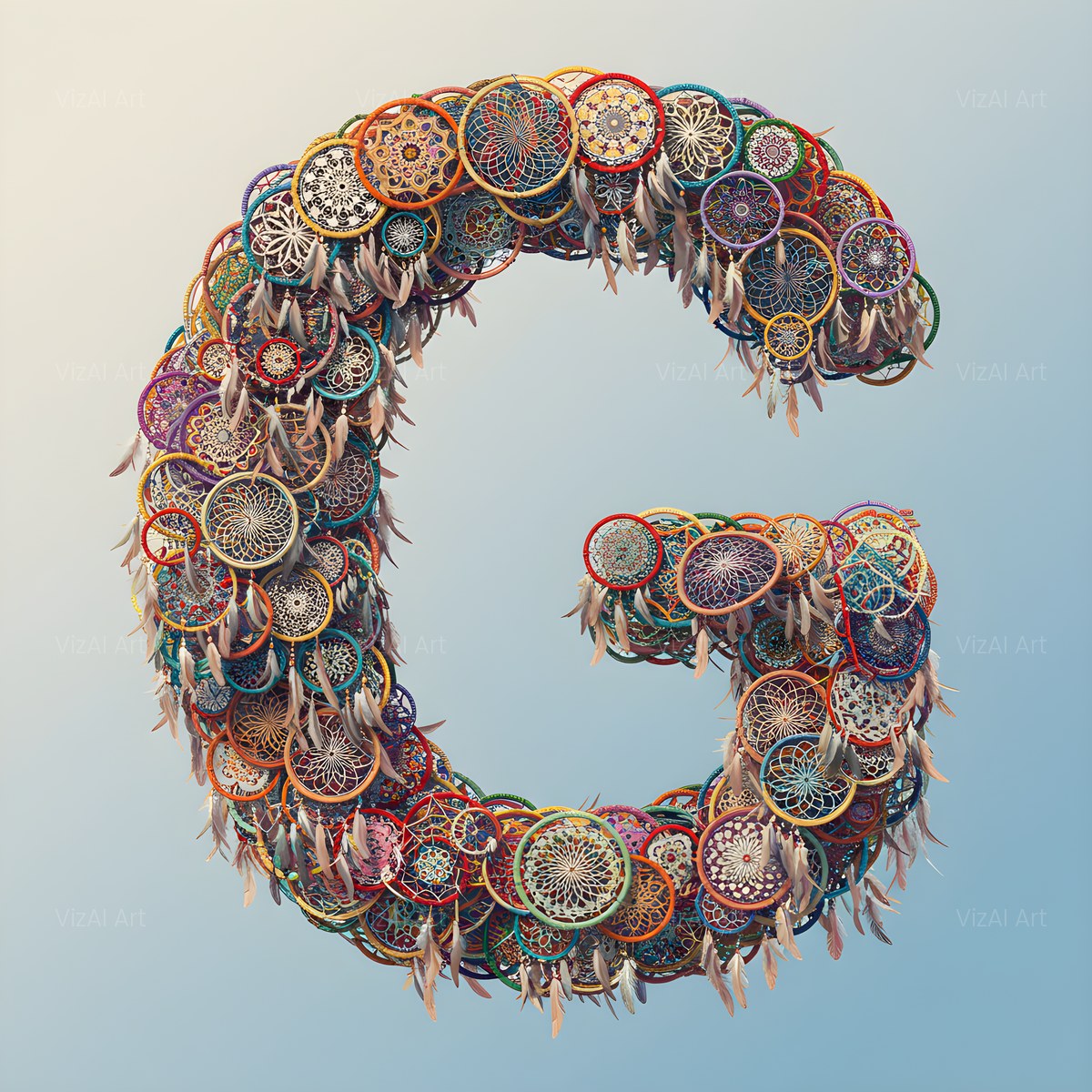 Dusty Rose Dream Catcher alphabet — printable letter G