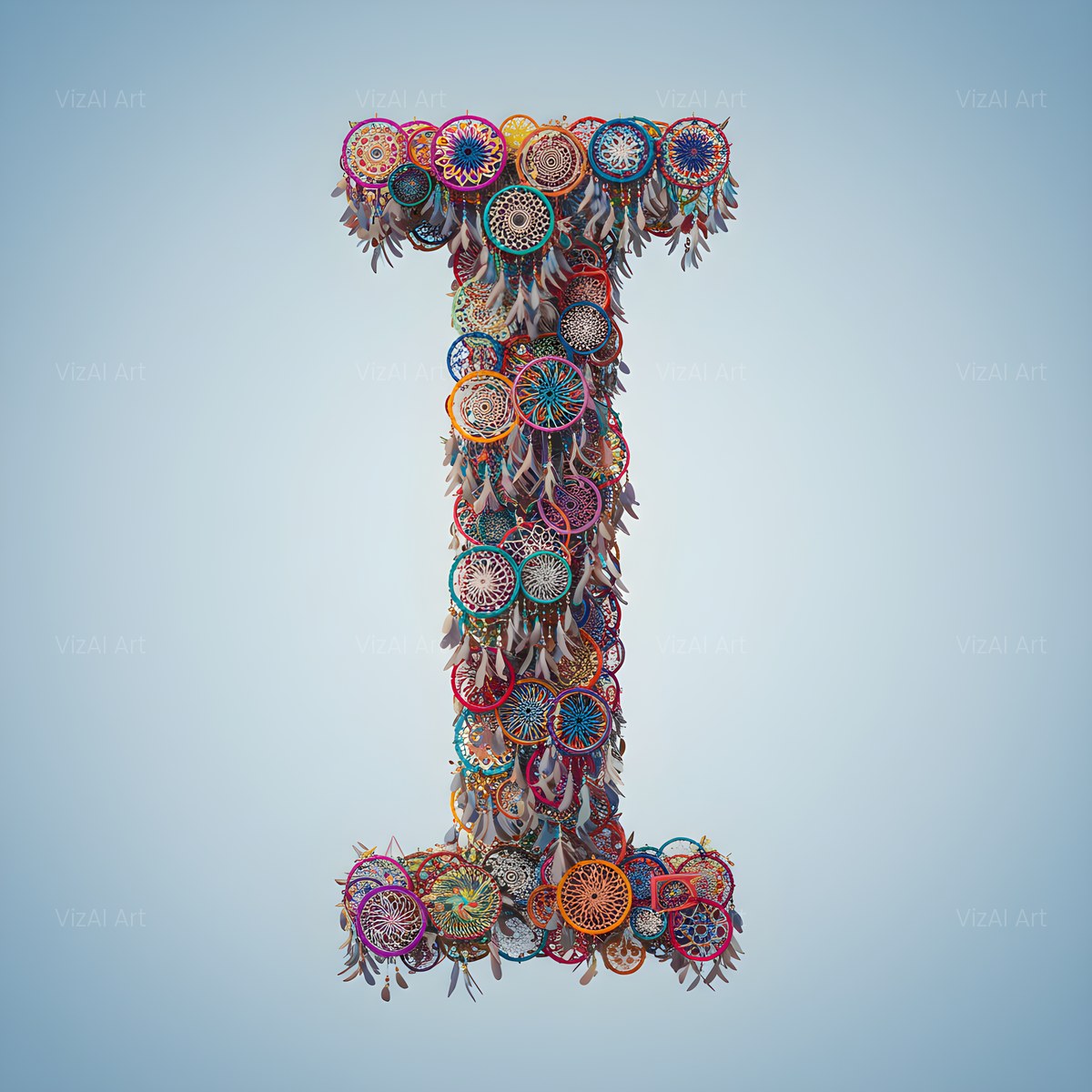 Dusty Rose Dream Catcher alphabet — printable letter I