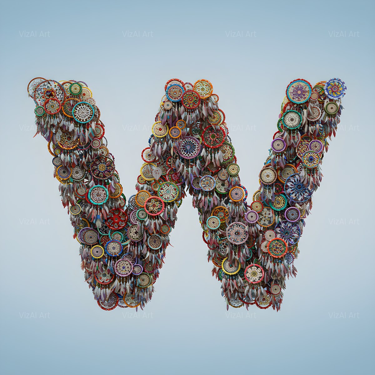 Dusty Rose Dream Catcher alphabet — printable letter W