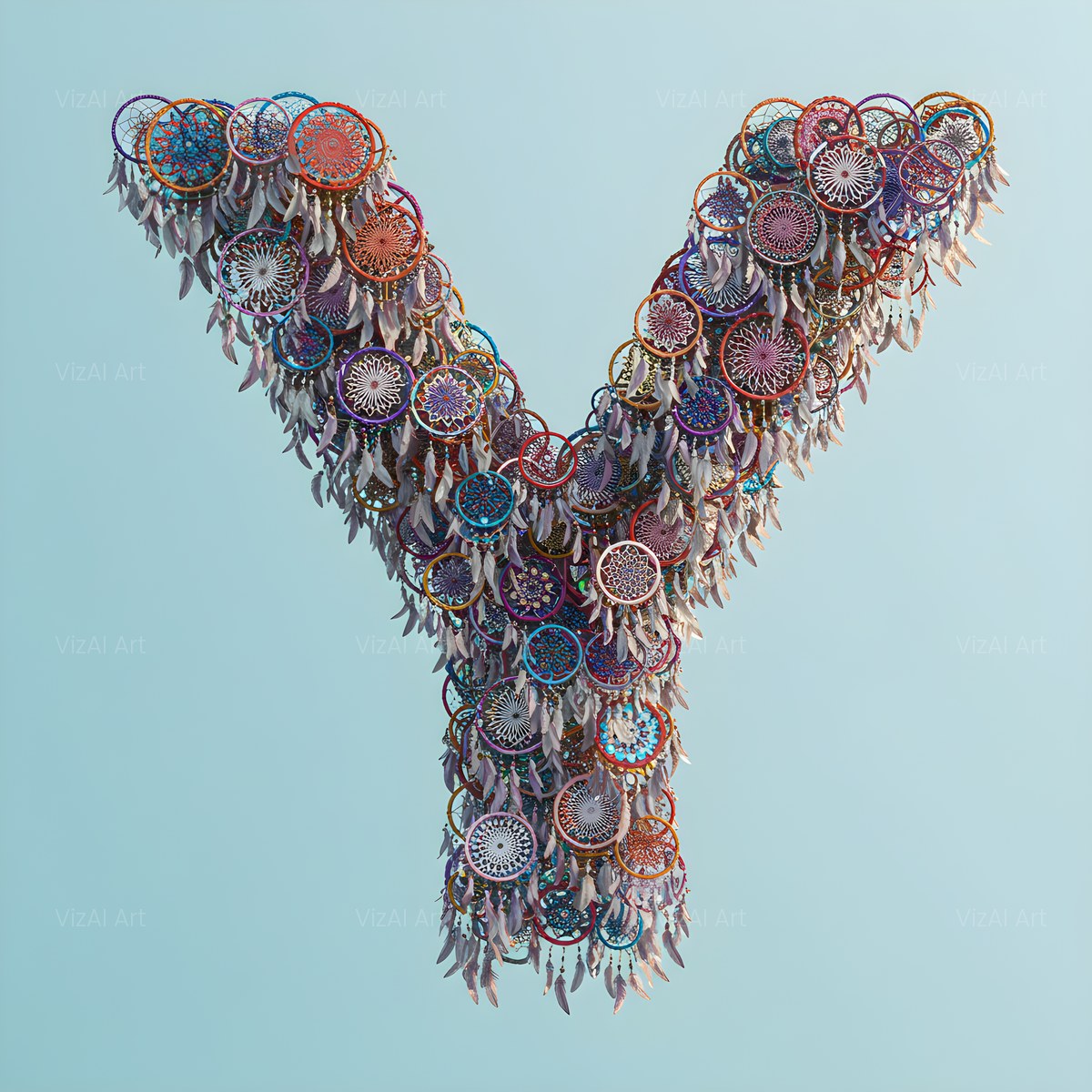 Dusty Rose Dream Catcher alphabet — printable letter Y