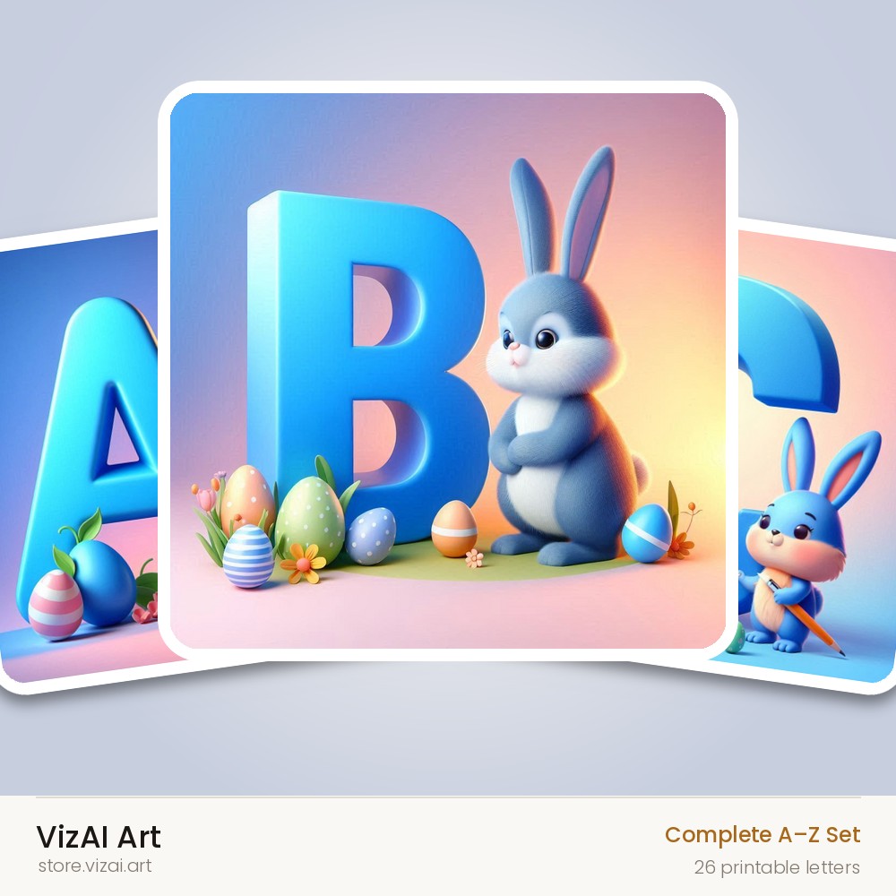 VizAI Art — complete A–Z printable alphabet set