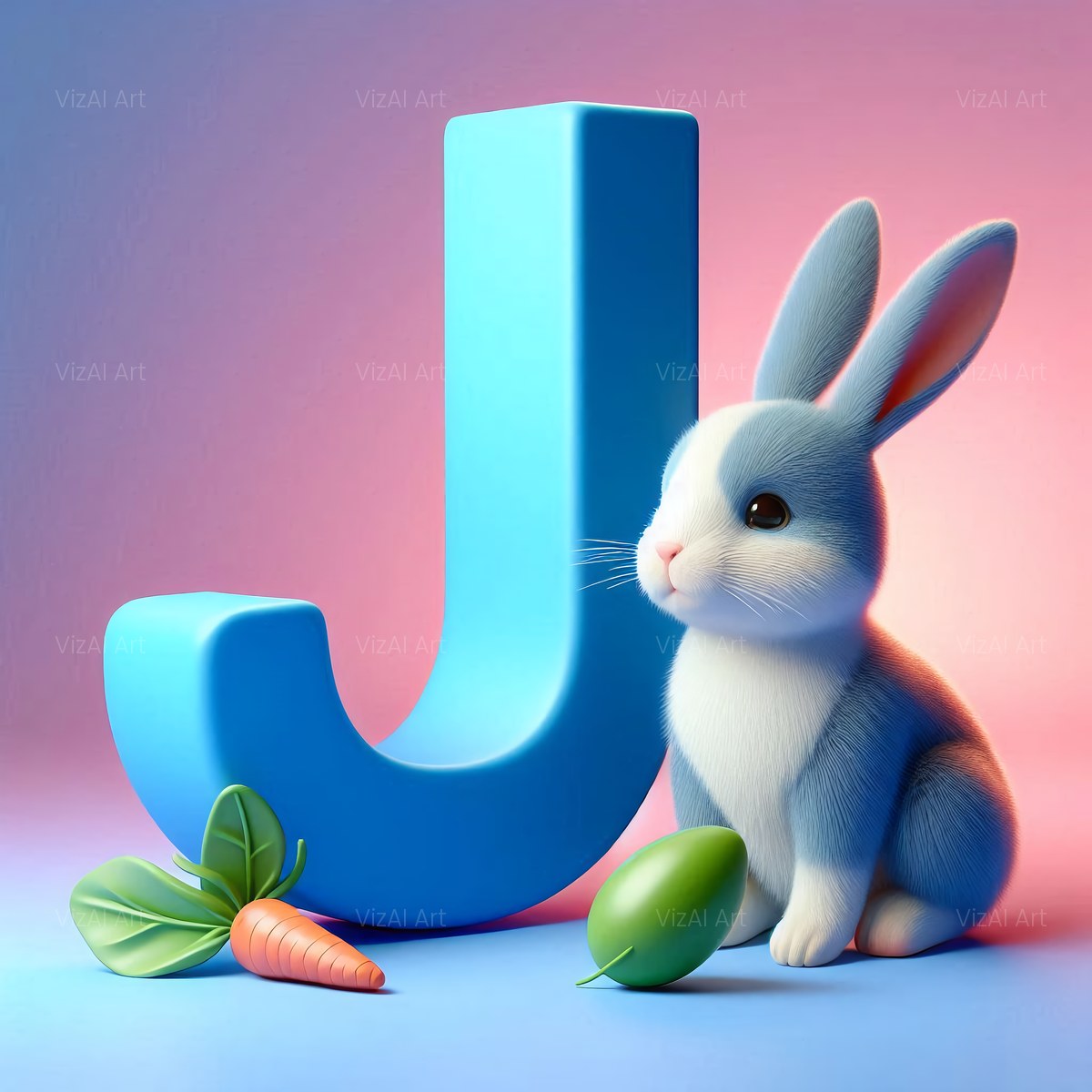 Easter Bunny alphabet — printable letter J