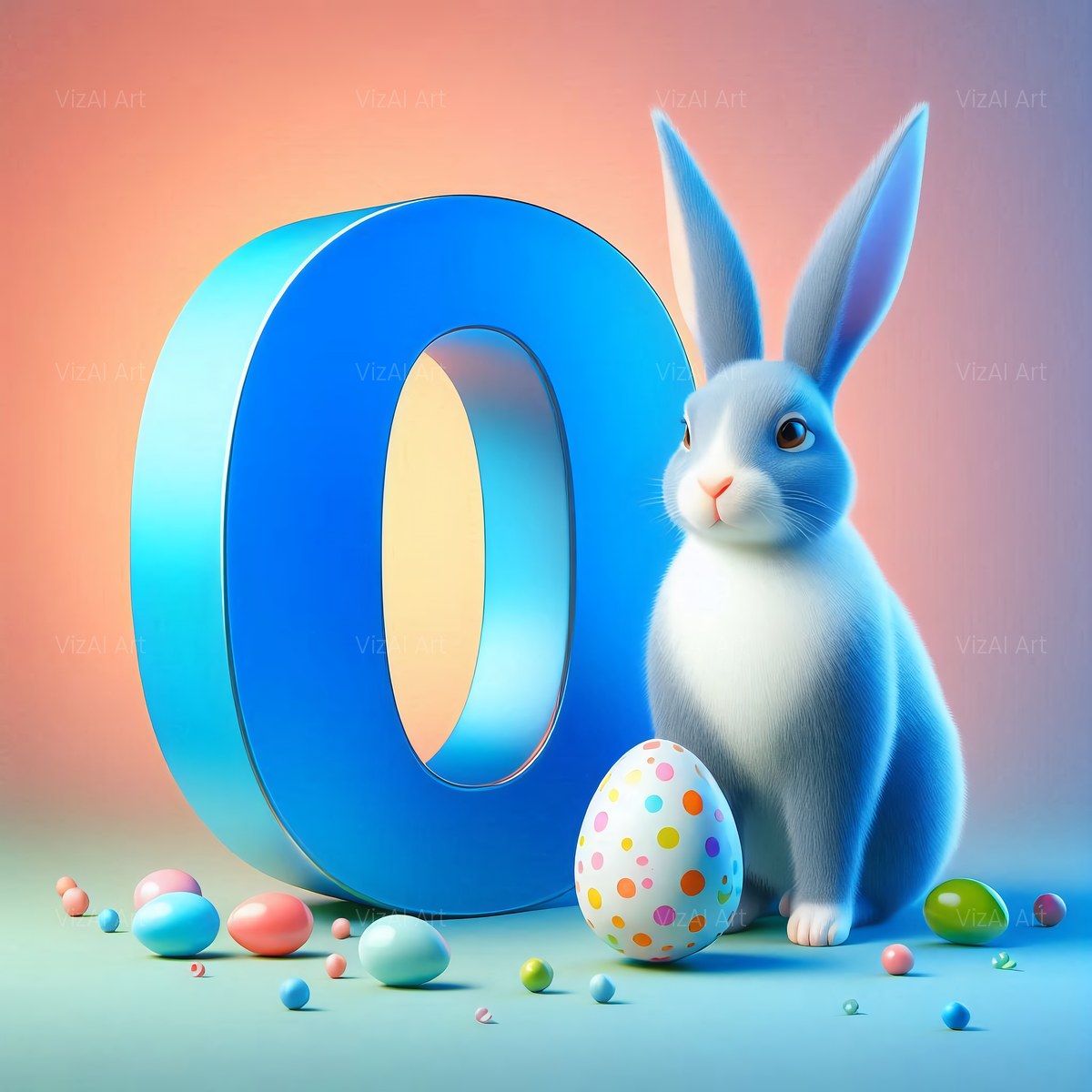 Easter Bunny alphabet — printable letter O