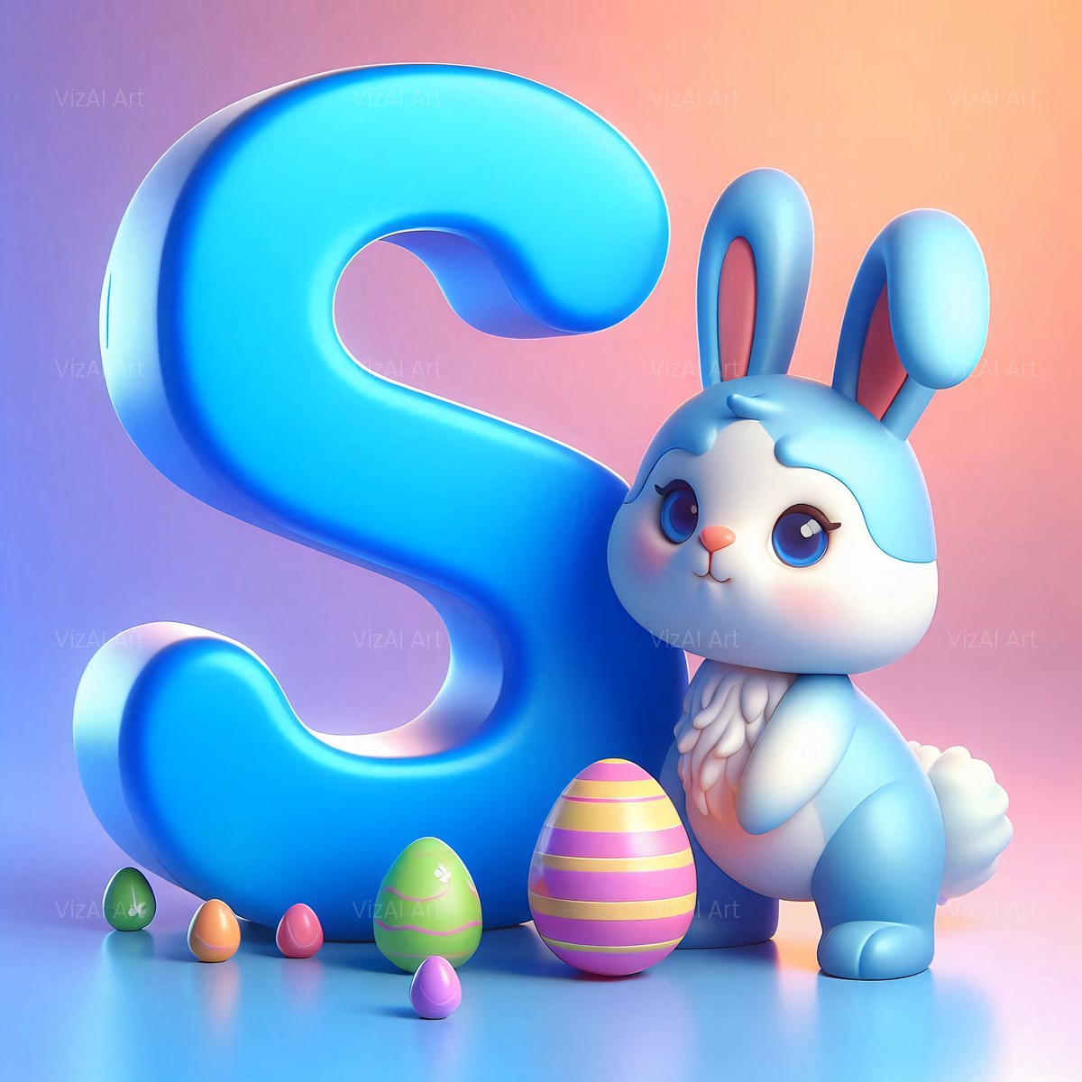 Easter Bunny alphabet — printable letter S