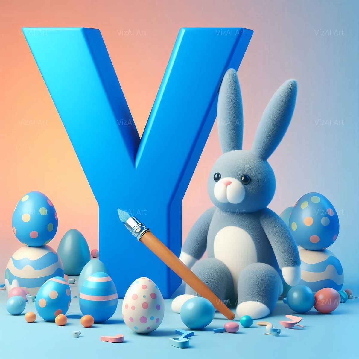 Easter Bunny alphabet — printable letter Y