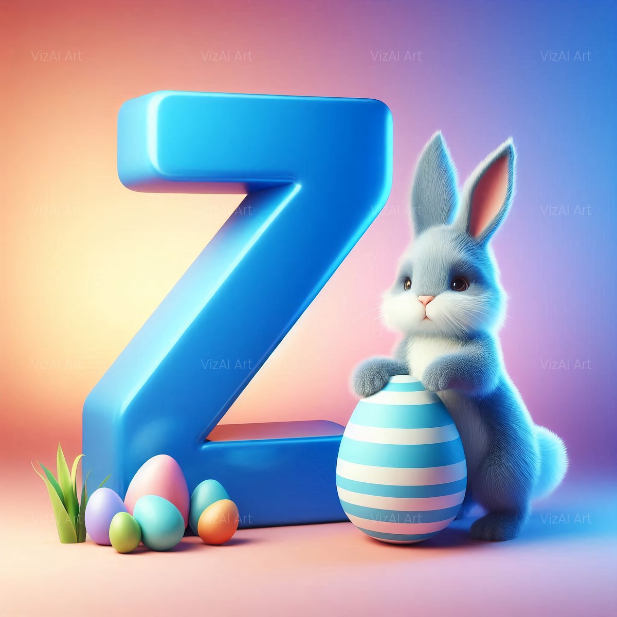 Easter Bunny alphabet — printable letter Z