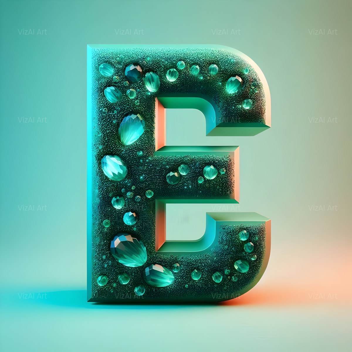 Emerald Crystal alphabet — printable letter E