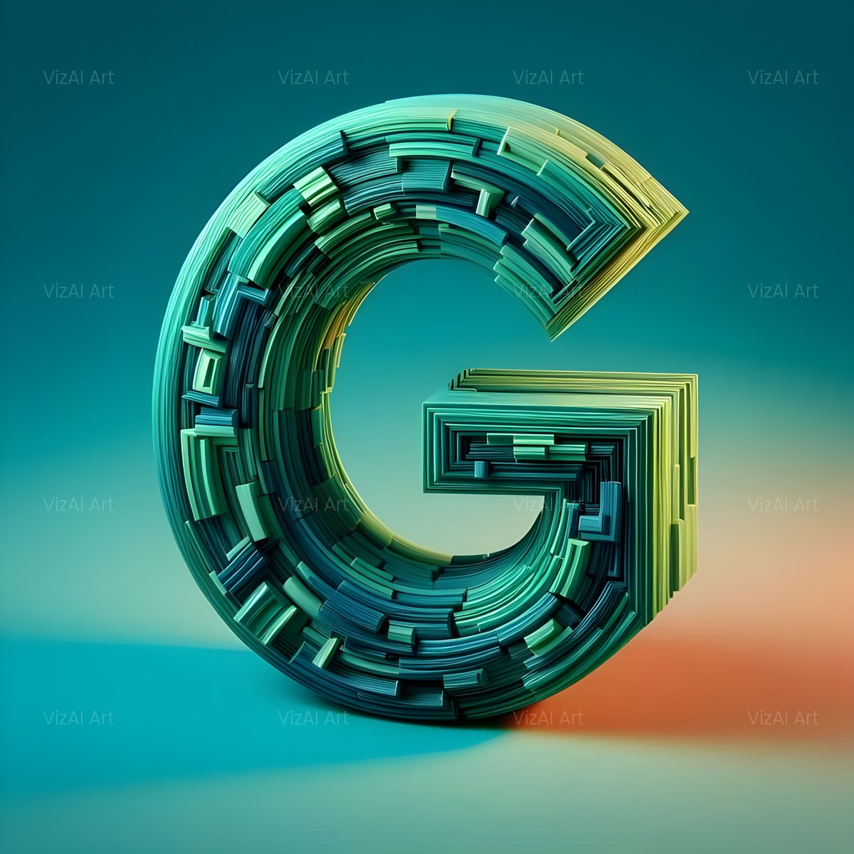 Emerald Crystal alphabet — printable letter G